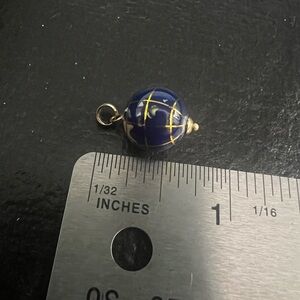 Real I0K Yellow Gold Michael Anthony World Pendant Made of Semi Precious Stones